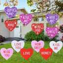 Remerry 12 Pieces Valentine's Day Conversation Hearts Yard Signs with Stakes Large Valentines Yard Lawn Decor Heart Shape Valentine Sayings Lawn Signs for Walkway Outdoor Decorations (Flashing Style)