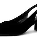 Shoe Land Pointed Toe Low Block Heels for Women Slingback Slip-On Chunky Heeled Dress Pumps | 2.25 Inch Comfortable Business Casual Heels for Work, Office & Wedding, Size 11