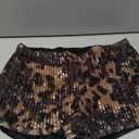 Floerns Women's Sequin Cheetah Print Rave Outfits Y2k Mini Micro Shorts (Brown) S