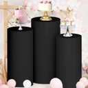 FUHSY Cylinder Pedestal Stand Covers Set of 3 Black Spandex Cylinder Covers for Parties Cylinder Plinth Stand Cover Birthday Round Display Pillars for Baby Shower Wedding Halloween Table Decorations