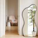 POZINO Irregular Mirror, 47.2"x22" Asymmetrical Wall Mirror, Modern Odd Shaped Mirrors, Frameless Decorative Mirrors for Living Room Bedroom Entryway Hallway, Horizontal or Vertical Hanging