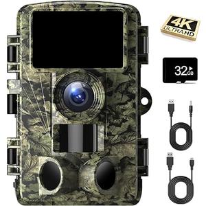 Dargahou Trail Camera  4K 48MP Game Camera with Night Vision, 0.05s Trigger Motion Activated Camera, IP66 Waterproof, 130 WideAngle No Glow Infrared LEDs for Outdoor Wildlife