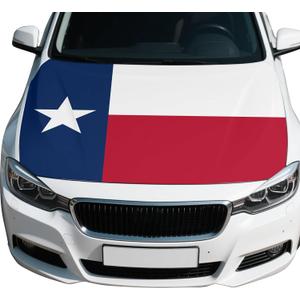 Texas State Flag Car Hood Cover 4X5 Ft Polyester Elastic Fabrics, Universal Fit for Car, SUV, or Van