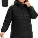 ANOTHER CHOICE Plus Size Packable Puffer Jacket for Women, Lightweight Quilted Puffer Coat with Hood (XL, Black)
