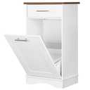 HOOBRO 10 Gallon Tilt Out Trash Cabinet, Kitchen Trash Can,Trash Bin Storage, with Flip Door and Large Drawer, Hidden Laundry Hamper Cabinet, for Kitchen, Laundry, White and Walnut WH02LJ01, 20.5"L x 13.7"W x 35.8"H