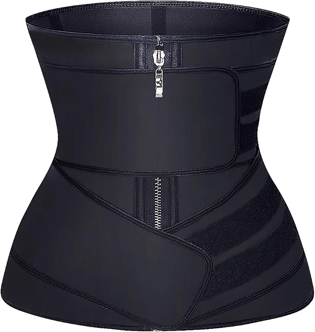 YIANNA Waist Trainer for Women Latex Underbust Double Training Belt Tummy Control Waist Cincher Sport Girdle (Large)