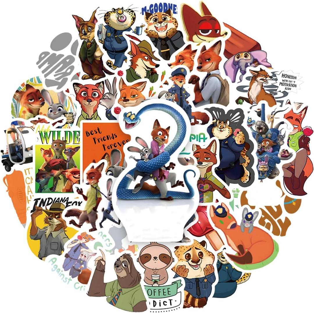 2 x Zoot 2 Adventure Stickers, Jud and Nic Waterproof Vinyl Stickers for Kids & Adults, Cute Cartoon Animal Decals for Water Bottles, Skateboards, Phones, Laptops, Luggage & More (110Pcs)
