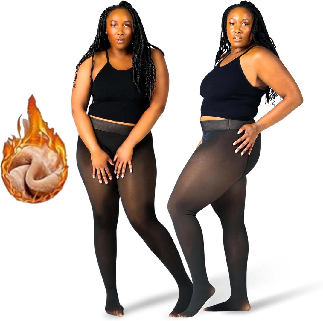 Fleece Lined Tights for BLACK WOMEN (Medium, Dark Brown)