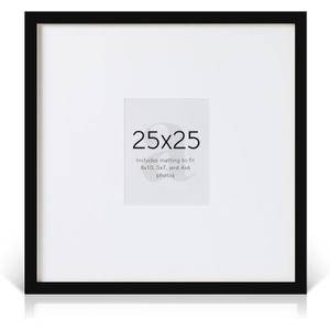 Artisane Home Goods 25x25 Frame Large Black Gallery Picture Frame With Mat for Wall, 25x25 Picture Frame for Gallery Walls, Oversized Square Frame, Matted to 8x10, 5x7 & 4x6