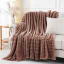 Chocolate Throw Blanket for Couch Sofa 50x60 inches Striped Fleece Blankets Room Home Decor Lightweight Plush Soft Cozy Gifts for Women Mom Girls