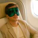 Silk Sleeping Mask Eye Cover for Men＆Women Eye Masks for Sleeping Egyptian Eye of Horus Print Adjustable Soft Blindfold with Gift Box (Emerald Green-Elastic Strap) (EXP 12/31/36)