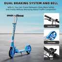 Scooters for Kids 8-12, Teens & Adults - Lightweight, Foldable, 8-Inch Big Wheels, Hand Brake & Bell, 4 Adjustable Height Levels, 240 lbs Max Load, Perfect for School, Campus and Park Rides