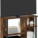 Furinno Classic Stand with Plastic Poles for TV up to 40-Inch, Amber Pine/Black