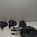 Medline Durable Folding Steel Transport Wheelchair with 12-Inch Wheels, 19-Inch Seat Width, Gray Frame, Microban, Teal Upholstery