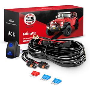 Nilight 16AWG Fog Light Wiring Harness Kit 12V Heavy Duty 5PIN Rocker Switch Relay Blade Fuse Lights Socket Connector Compatible with H11 H9 H8 886 889 892 PGJ13 Bulbs