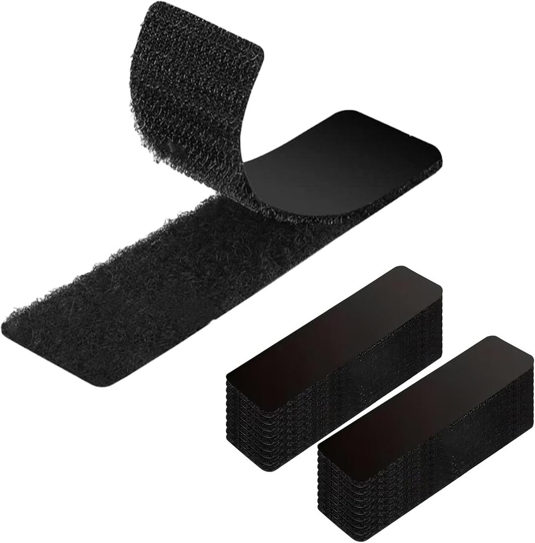 Hook and Loop Tape Sticky, 20 Sets, Black
