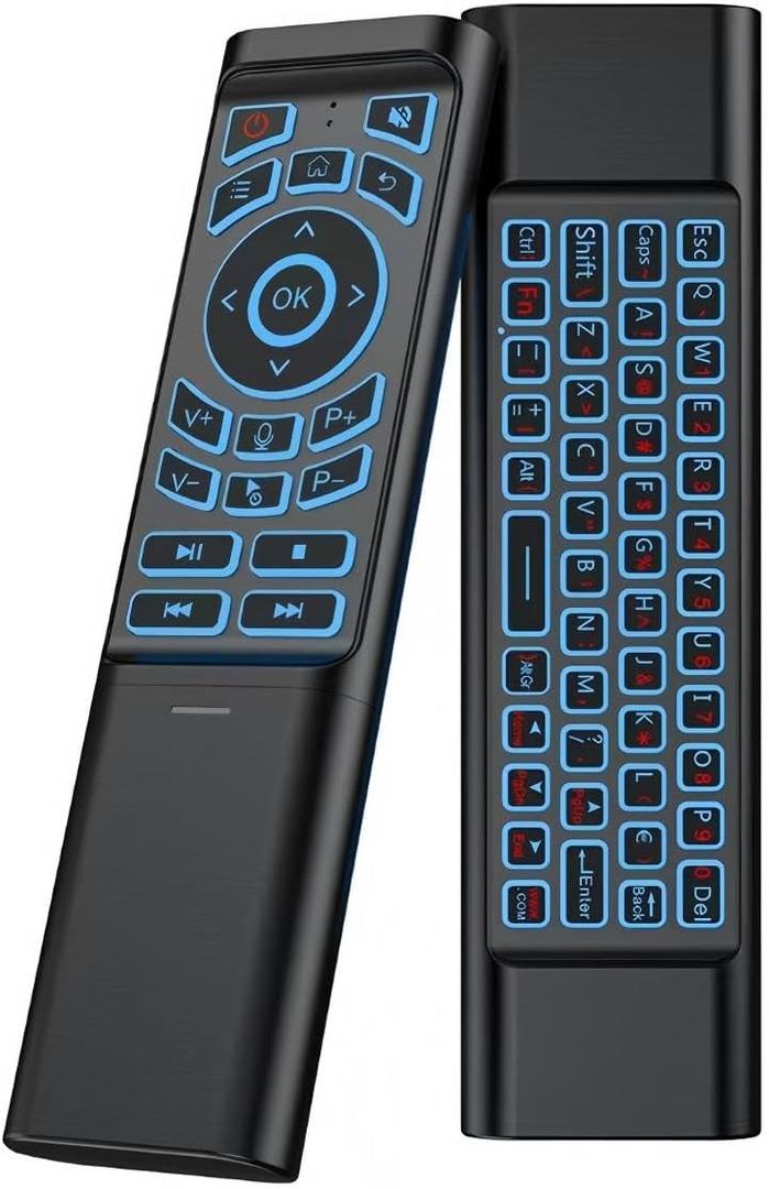 iPazzPort Mini Air Mouse Remote with Keyboard - 7-Color Backlit, Bluetooth & 2.4G Dual-Mode, Responsive Light-Press Buttons for Smart TV, Android Box, PC, Windows | AAA Battery Powered (NOT Included)