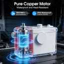 1000W Macerator Pump, Macerating Toilet System with 4 Inlets/2 Outlets, 40 GPM Flow, 29.5 FT Head, PCB Smart Control Sewage Pump for Basement, Sink, Toilet, Laundry, Kitchen