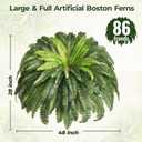 2 Pcs 48" Fake Ferns, 86 Branches Artificial Ferns for Outdoors Large Artificial Plants, UV Resistant Faux Boston Ferns Realistic Greenery for Patio Yard Porch Garden Hanging Decor