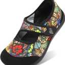 BARERUN Womens Barefoot Walking Shoes Adjustable Wide Diabetic Shoes Breathable Zero Drop Sneakers for Wide Width Arthritis Edema Feet Nursing Shoe Indoor Outdoor (7.5 Wide, Flower)