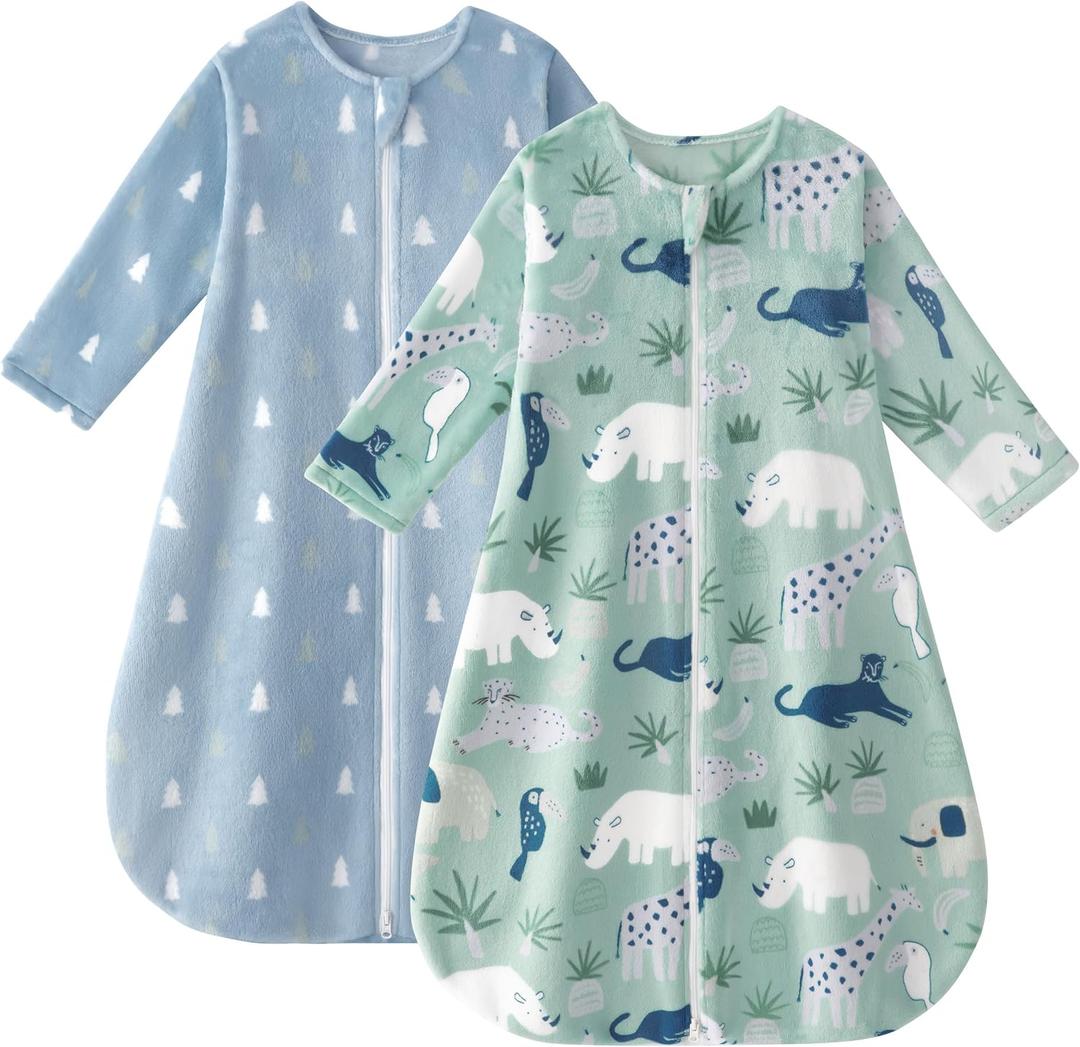Yoofoss Baby Sleep Sack 12-18 Months, Long Sleeve Sleep Sack 1.5 Tog, Fleece Baby Wearable Blanket with 2-Way Zipper, Soft Warm
