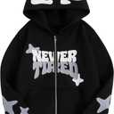 SOLY HUX Boy's Zip Up Hoodies Sweatshirt Y2k Letter Graphic Long Sleeve Streetwear Jacket (14 Years, Black Letter)