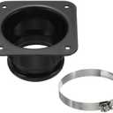 PATIKIL 3" Duct Connector Flange, Dryer Vent Wall Plate Square to Round Straight with Ducting Clamp for Air Heating Cooling Ventilation Exhaust Fan, Black