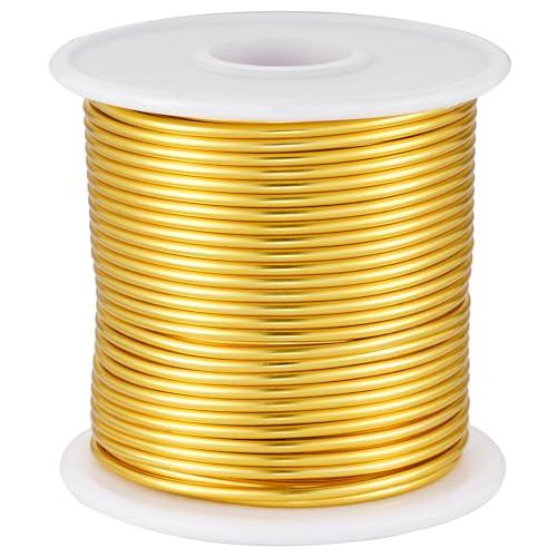 OZXCHIXU 12 Gauge Gold Aluminum Craft Wire (105FT) - Anodized for Jewelry Making, Beading Floral, Plant Gardening, Sculpting & Modeling Craft Wire (Gold #14, 2mm), Pack Of 2