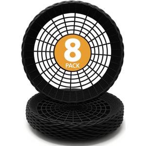 Maryland Plastics 9" Paper Plate Holders  8-pack, USA Made, Reusable Heavy-Duty Wicker-Style Holders, Dishwasher-Safe, Perfect for Parties & Picnics (Black)