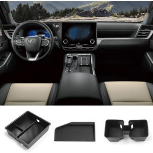 3PCS Center Console Organizer Tray,Wireless Charging Pad & Water Cup Holder Insert for 2024 2025 GX550,GX 550 Accessories(Not for Cool Box)