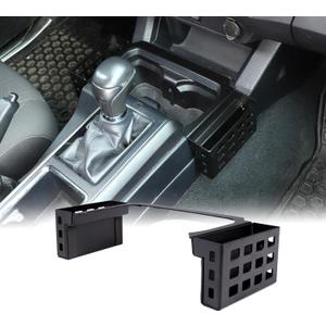 CHEAYAR Shifter Storage Box Fits for Toyota Tacoma 2016-2020 2021 2022 2023, Aluminum Alloy Center Console Gear Shift Side Tray Storage Organizer Box, Auto Interior Storage 3rd Gen Tacoma Accessories (Center Console Gears Storage Box with Two Baskets)