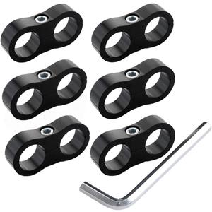 YSIL 12AN Hose Separator Clamp Fuel Line Mounting Clamp Aluminum Suitable for Oil Line Brake Line Water Pipe and Gas Line Black 6PCS