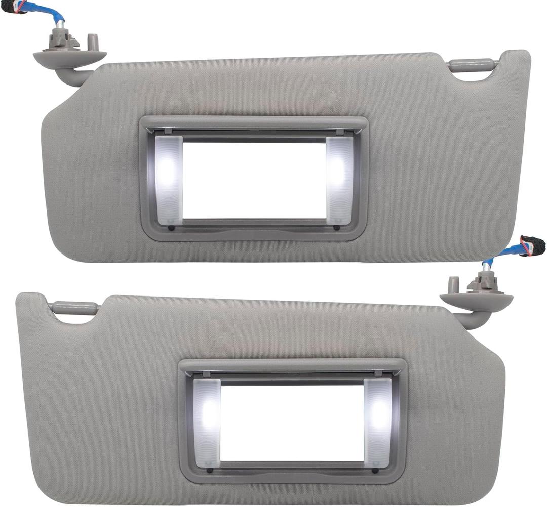 Driver Left & Passenger Right Side Sun Visor Replacement Compatible with Honda Accord 2008 2009 2010 2011 2012 2013 2014 2015 2016 with LED Light Replaces# 83280-TA5-A51ZA 83280TA5A51ZA
