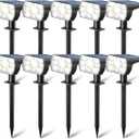 Kaxiida Solar Lights Outdoor Waterproof IP68, 3 Lighting Models Solar Powered Spot Lights Outdoor, 56LED Solar Light Dusk to Dawn for Yard Patio Garden Pathway Landscape Lighting (White, 10 Pack)