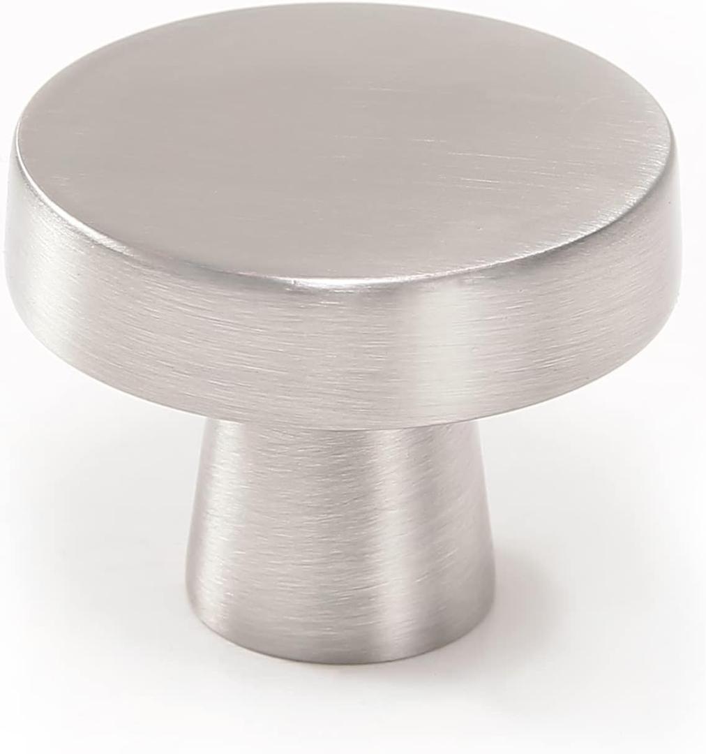 COTYKILEY 10 Pack Brushed Satin Nickel Kitchen Cabinet Knobs Solid Silver Drawer Knobs Dresser Knobs Cabinet Hardware