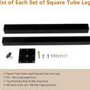 Adjustable Heavy Duty Square Table Legs 24-40 Inch, Set of 4 Metal Furniture Legs with Dual Screw Locking for DIY Desk, Workbench, Kitchen Counter - 1.77" Square Tubing, Max Load 300lbs/Leg (Black)