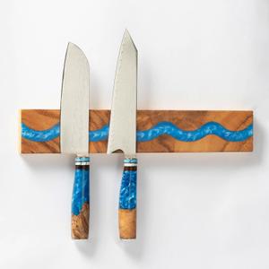 Farmhouse Magnetic Knife Holder for Wall, Wall Mounted Knife Rack of Dark Brown and Deepblue, Kitchen Utensil Organizer Tool Holder, Multipurpose Magnetic Knife Rack (40cm, Oceans Embrace)