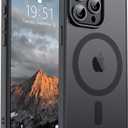 SUPFINE Magnetic for iPhone 15 Pro Max Case (Compatible with MagSafe) (Military Grade Drop Protection) Translucent Matte Shockproof Phone Cover, Black