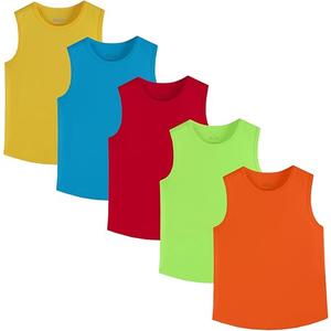 Phedrew 4 Pack Boys Youth Kids Mesh Athletic Quick Dry Tank Tops Moisture Wicking Active Sleeveless Shirts (Age 4-5)