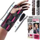 DR. BRACE Adjustable Wrist Brace Night Support for Carpal Tunnel, Doctor Developed, Upgraded with Double Splint & Therapeutic Cushion,Hand Brace for Pain Relief,Injuries,Sprains (L/XL Left Hand, Black-Pink)