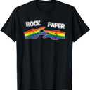 Rock Paper Scissors LGBTQ+ Pride Month T-Shirt (Small, Black)