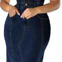 Denim Dress for Women Bodycon Sexy Short Sleeve Jean Split Workwear Dresses with Zipper Club Party Night, L
