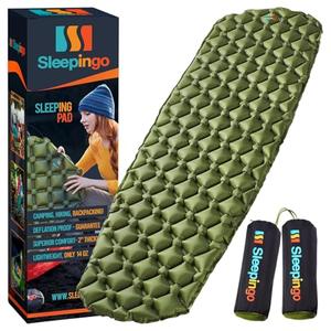 Sleepingo Large Sleeping Pad for Camping - Ultralight Sleeping Mat for Camping, Backpacking, Hiking - Lightweight, Inflatable & Compact Camping Air Mattress - Backpacking Sleeping Pad - Sleep Pad, 2pk