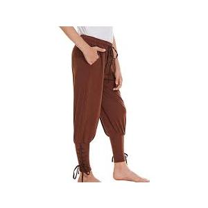 Kids Renaissance Ankle Banded Pirate Pants Medieval Viking Lace Up Tapered Trousers Halloween Costume 3-12 Years