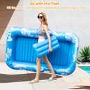 Inflatable Tanning Pool Lounger Float with Sprinkler, 77" x 48" Pool Floats Adult with Pillow, 6 in 1 Suntan Tub Raft Floatie with Drink Holder Sunbathing Water Lounge (Blue)