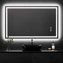 QAOYEDE 36x22 Inch LED Bathroom Mirror with Lights, Wall Mounted Bathroom Vanity Mirror, Front and Backlit, Anti-Fog Dimmable, Memory, 3 Colors, Shatter-Proof, IP54 Waterproof, Horizontal/Vertical