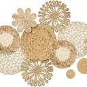 Glenmal Set of 13 Boho Wall Basket Decor Woven Rattan Flat Baskets Handmade Boho Wicker Bamboo Seagrass Wall Hanging Decor for Bedroom Living Room Dining Room Office Ready to Hang(Plain)