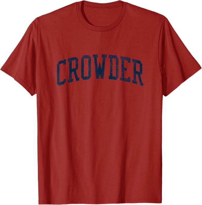 Crowder OK Vintage Athletic Sports JSN2 Navy Print T-Shirt, Small