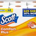 Scott ComfortPlus Toilet Paper, 12 Mega Rolls, 425 Sheets per Roll, Septic-Safe, 1-Ply Toilet Tissue