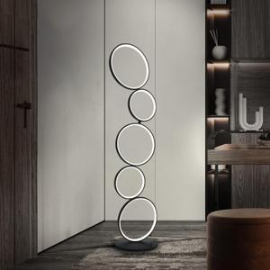 LED Modern Floor Lamp for Bedroom, 3 Way Bright Dimmable Corner Floor lamp with 5-Ring 2-in-1 Standing Tall End Table Lamp for Living Room & Office Reading Light, 3260LM, 6000K, Black.